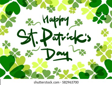 Happy Saint Patricks day vector lettering postcard