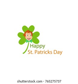 Happy Saint Patricks Day, vector illustration leaf clever and head happy man