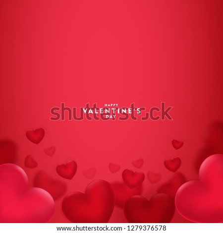 Happy saint valentine's day, 3d red hearts blur efect design, Celebration card, vector illustration