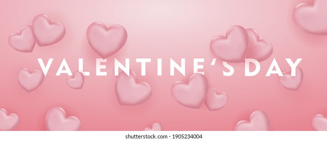 Feliz día de San Valentín, corazones rosados, tarjeta de celebración, ilustración vectorial