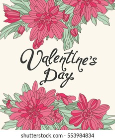 Happy saint valentine's day vintage abstract style greeting card with lettering, vector background.