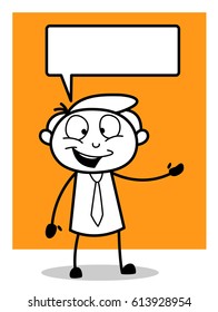 Happy Salesman with Speech Bubble