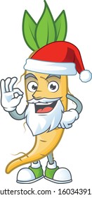 Happy salsify in Santa costume mascot style