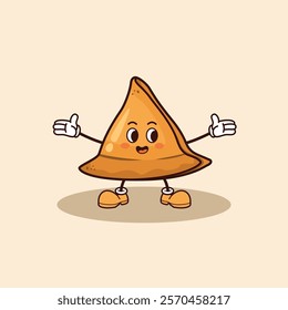 happy Samosa retro cartoon vector illustration