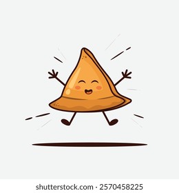 Happy Samosa retro cartoon vector illustration