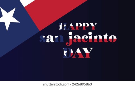 Happy San Jacinto Day Stylish Text With Flag And Blue Background Design