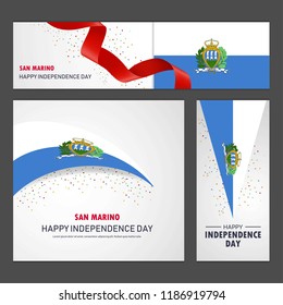 Happy San Marino independence day Banner and Background Set