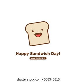 Happy Sandwich Day, November 3 (Line Art Vector Illustration in Flat Style Design)