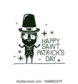 happy sanit patrick card with leprechaun avatar character