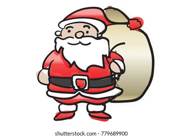 Happy santa cartoon hand drawing vector