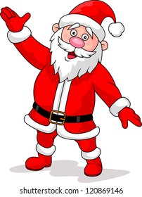 Happy Santa Cartoon Waving Hand