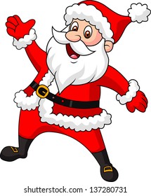 Happy Santa Cartoon Waving Hand