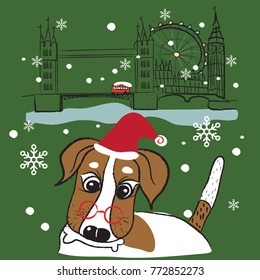 Happy Santa Character Illustration (Vector) dog