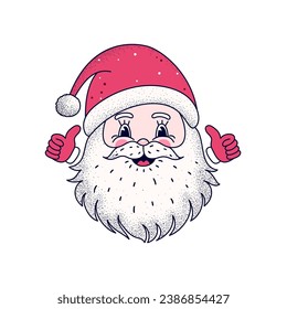 Happy Santa Claus in cartoon style on white background.