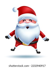 Feliz personaje de Santa Claus con trajes de Santa Claus rojos en 3d. Colección de caricaturas 3d para Navidad festiva y alegre. Ilustración vectorial.