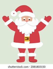 Happy Santa Claus character for greeting cards, banners, tags, sticker , craft item and labels. Its an editable vector in 2D flat Illustration style. 