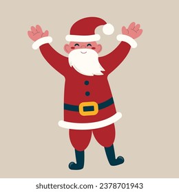 Happy Santa Claus character. Traditional symbol to Christmas illustration. Christmas decoration for cards, banners, web, posters. Flat style vector illustration.