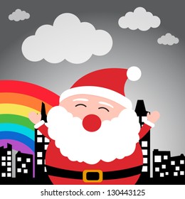 Happy Santa Claus in the city