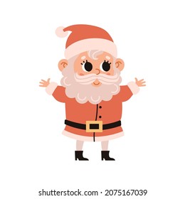 Alles Gute zum Weihnachtsmann! Cute Vektorzeichen. Festlicher Weihnachtsmann einzeln auf weißem Hintergrund.