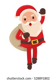 Happy santa claus delivering present for christmas
