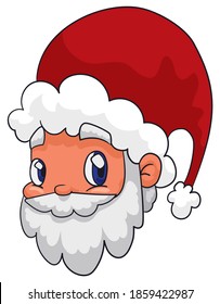 Happy Santa Claus face with cute expression, red hat and pompom, ready for Xmas celebration.