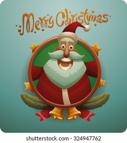 Happy Santa Claus face, frame,  vector