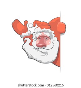 Happy Santa Claus face greeting vector illustration on white background