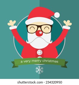 Happy santa claus in flat design. Vector. Illustration 
