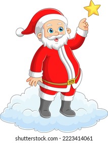 Happy santa claus flying on the sky of illustration