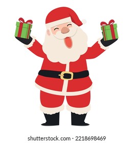 happy Santa Claus with gift