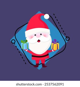 Happy Santa Claus giving Christmas gifts. Cheerful, Christmas presents, joy. Celebration concept. Can be used for topics like surprise, character, festival