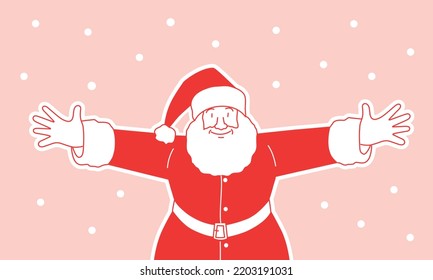 Happy Santa Claus Giving a Hug. Retro vector illustration.