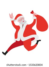 Happy Santa Claus is having fun jumping.