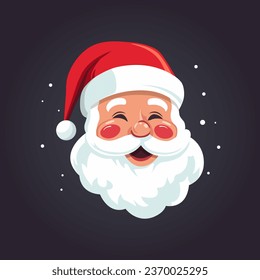 Happy Santa Claus head. Vector illustration of cartoon Santa Claus icon. Santa Claus is smiling. 