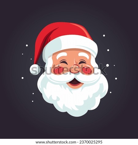 Happy Santa Claus head. Vector illustration of cartoon Santa Claus icon. Santa Claus is smiling. 