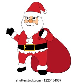Happy Santa Claus with his sack full. Vector illustrator