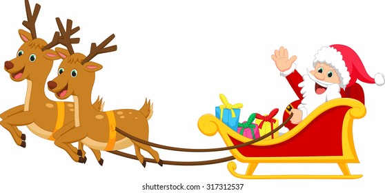 happy Santa claus with his sleigh