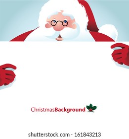 Happy Santa Claus holds a placard. EPS 10 vector, grouped for easy editing. No open shapes or paths.