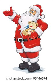 Happy Santa Claus isolated on white background.