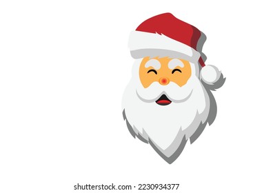 Happy Santa Claus With Light Shade White Background Merry Christmas Simple Greeting Cards Elements Vector Art Flat Illustration Graphic Design 