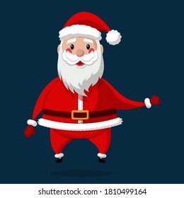 Happy Santa Claus. Merry Christmas and Happy New Year 2021! Christmas cute flat character.  Holiday greeting card. Isolated vector illustration.