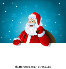 Happy Santa Claus over white blank