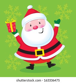 Happy Santa Claus with Present