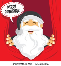Happy Santa Claus with presents, Christmas concept. Perfect for greeting card, poster, banner. Vector illustration in flat style