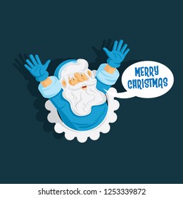 Happy Santa Claus with presents, Christmas concept. Perfect for greeting card, poster, banner. Vector illustration in flat style