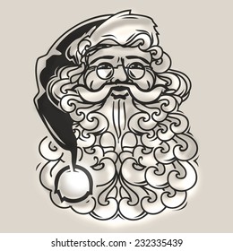 Happy Santa Claus. Retro Clip Art vector illustration