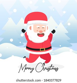 Happy Santa Claus with scene winter landscape.Cute Christmas Character
