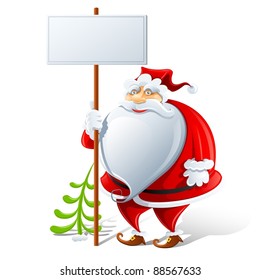 feliz Santa Claus con ilustración de vector de signos aislado en fondo blanco