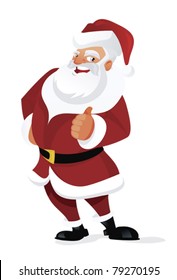 happy santa claus with thumb up on white background