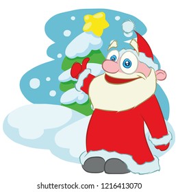 Happy Santa Claus. vector illusion Cartoon character
